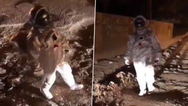 Viral Video of Man Dressed Up as Astronaut 'Walking on Moon' to Highlight Pothole-Filled Road Not From Kanpur, Here's a Fact Check