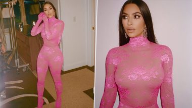 Kim Kardashian Looks Fabulous in All-Pink Floral Catsuit (See Pics)