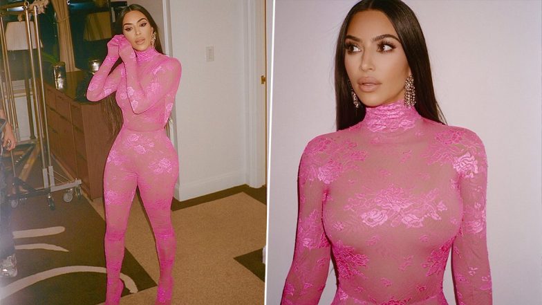 Kim Kardashian Looks Fabulous in All-Pink Floral Catsuit (See Pics)