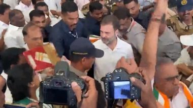 Rahul Gandhi Lands at Coimbatore Airport in Tamil Nadu, Enroute to Wayanad (Watch Video)