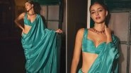 Ananya Panday Emanates Elegance in a Turquoise Teal Saree (See Pics)