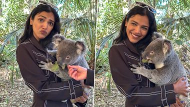 Shriya Pilgaonkar Looks Chic in Striped Black Jumpsuit, Taaza Khabar Actress Poses With a Koala in Australia