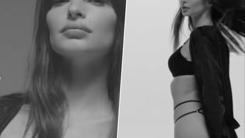 Emily Ratajkowski Flaunts Her Hot Body in a Black Pushup Bra and Strappy Underwear As She Poses for Victoria’s Secret’s New Ad Campaign (See Pics)