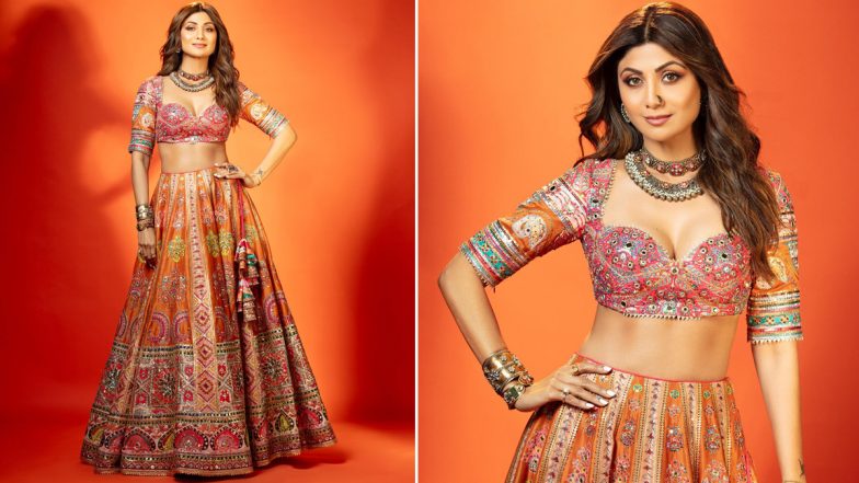 Shilpa Shetty Serves Major Ethnic Style Goals in Pink and Orange Embellished Lehenga (See Pics)