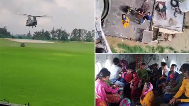 Himachal Pradesh Floods: IAF Helicopters Airlift Several People Stranded in Rain-Hit Areas, 18 Indian Army Personnel Rescued in Single Sortie (See Pics and Videos)