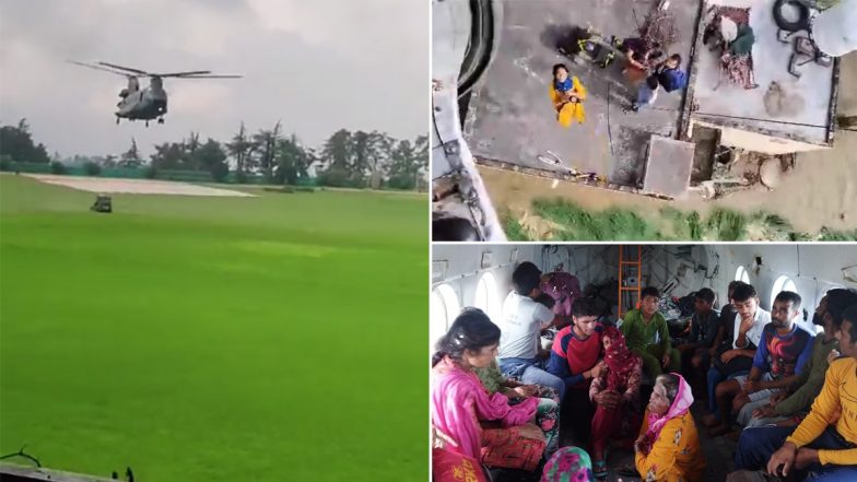 Himachal Pradesh Floods: IAF Helicopters Airlift Several People Stranded in Rain-Hit Areas, 18 Indian Army Personnel Rescued in Single Sortie (See Pics and Videos)