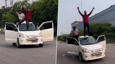 Noida Car Stunt Video: Two Men Sit on Top of Moving Four-Wheeler to Make Instagram Reels, Police Impose Rs 23,500 Fine After Clip Goes Viral