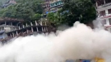 Himachal Pradesh Landslide Video: Buildings Collapse in Kullu After Heavy Rains, Terrifying Visuals Surface
