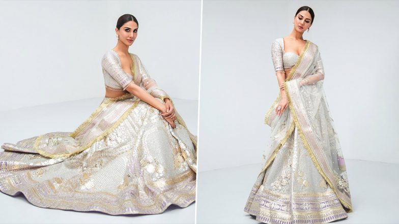 Vaani Kapoor is an Ultimate Style Diva in Silver Lehenga Choli With Plunging Neckline (See Pics)