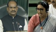 ‘Congress Not India, It Defies Incompetence’: Smriti Irani Attacks Opposition, Gandhi Family Over Dynasty Politics and Corruption (Watch Video)
