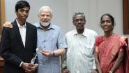 PM Narendra Modi Meets Chess Prodigy R Praggnanandhaa, Who Won Silver Medal in FIDE World Cup, Says &lsquo;Proud of You&rsquo; (See Pics)