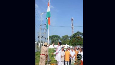 Tiranga Unfurled Upside Down in Assam Video: BJP Chief Bhabesh Kalita Booked for Hoisting Inverted Tricolour at Independence Day Event in Guwahati