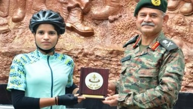 India News | Northern Army Command Officials Laud Cyclist Asha Malviya, Who is on Nationwide Tour for Women Safety, Empowerment