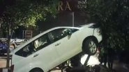 Andhra Pradesh Accident Video: Drunk Woman Loses Control, Rams Car Into Parked Two-Wheelers in Visakhapatnam