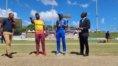 Sports News | West Indies Win Toss, Opt to Bat Against India in First T20I; Tilak, Mukesh Make Debuts for Visitors