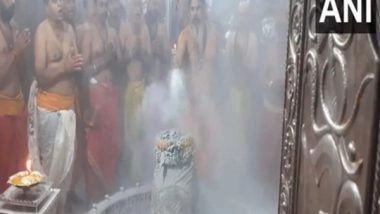 India News | MP: Devotees Throng Mahakal Temple on Fifth ‘Shravan Somvar’ in Ujjain; Special Bhasma Aarti Performed