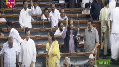 No-Confidence Motion Debate in Parliament: Congress, NCP and DMK MPs Stage Walkout as FM Nirmala Sitharaman Speaks on Motion of No Confidence