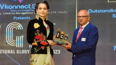 Business News | Kangana Ranaut Presents Lifetime Achievement Award to Olympic Judge Mayur Vyas