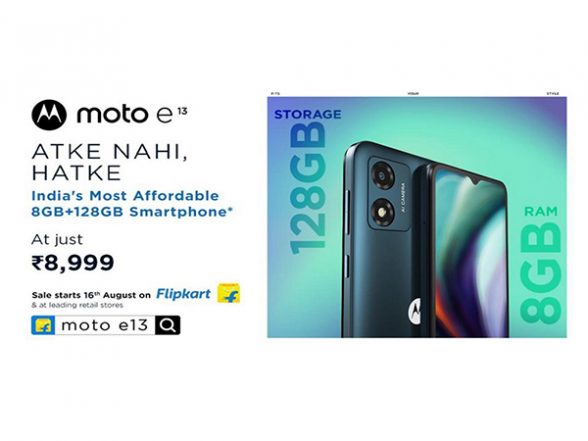 Business News | Motorola Launches Moto E13 with 8GB RAM and 128GB Storage Making It India's Most Affordable Smartphone with This Memory Configuration at Just Rs. 8,999 - Vimarsana News