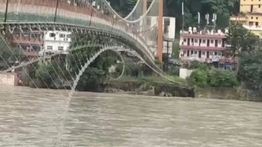 India News | Uttarakhand: Two-wheelers Banned on Ram Jhula Bridge After Supportive Wire Breaks