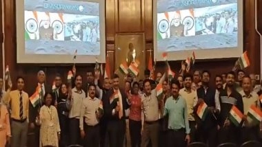 World News | Indian High Commission in London Celebrates Successful Landing of ISRO&rsquo;s Chandrayaan-3 on Moon