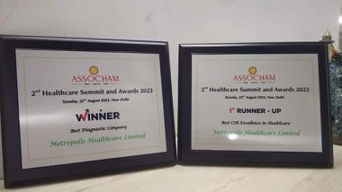 Business News | Metropolis Healthcare Wins ASSOCHAM Awards for Best Diagnostic Company and Best CSR Excellence in Healthcare