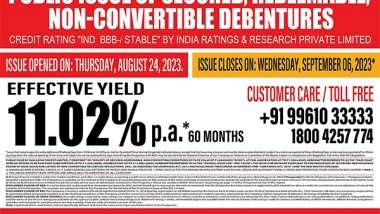 Business News | KLM Axiva Finvest to Raise Up to Rs 15,000 Lakhs Via Non-convertible Debentures