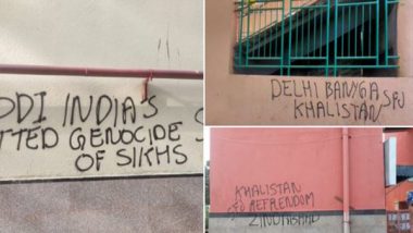 Delhi Metro Stations Walls Defaced With Pro-Khalistan Slogans Ahead of G20 Summit (Watch Video)