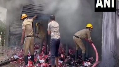 India News | Blaze Breaks out at Firecracker Shop in Karnataka's Haveri; Firefighting Operations Underway