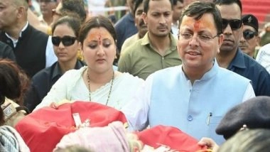 India News | Women Tie Rakhi to Dhami in Champawat, Uttarakhand CM Extends Warm Wishes on Raksha Bandhan 