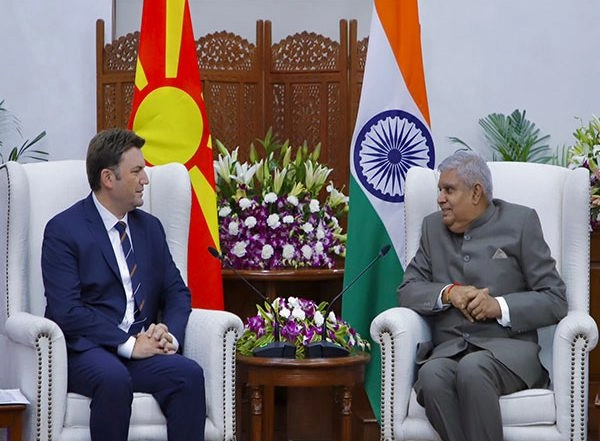 World News | Vice President Jagdeep Dhankhar Meets North Macedonia’s Foreign Affairs Minister Bujar Osmani