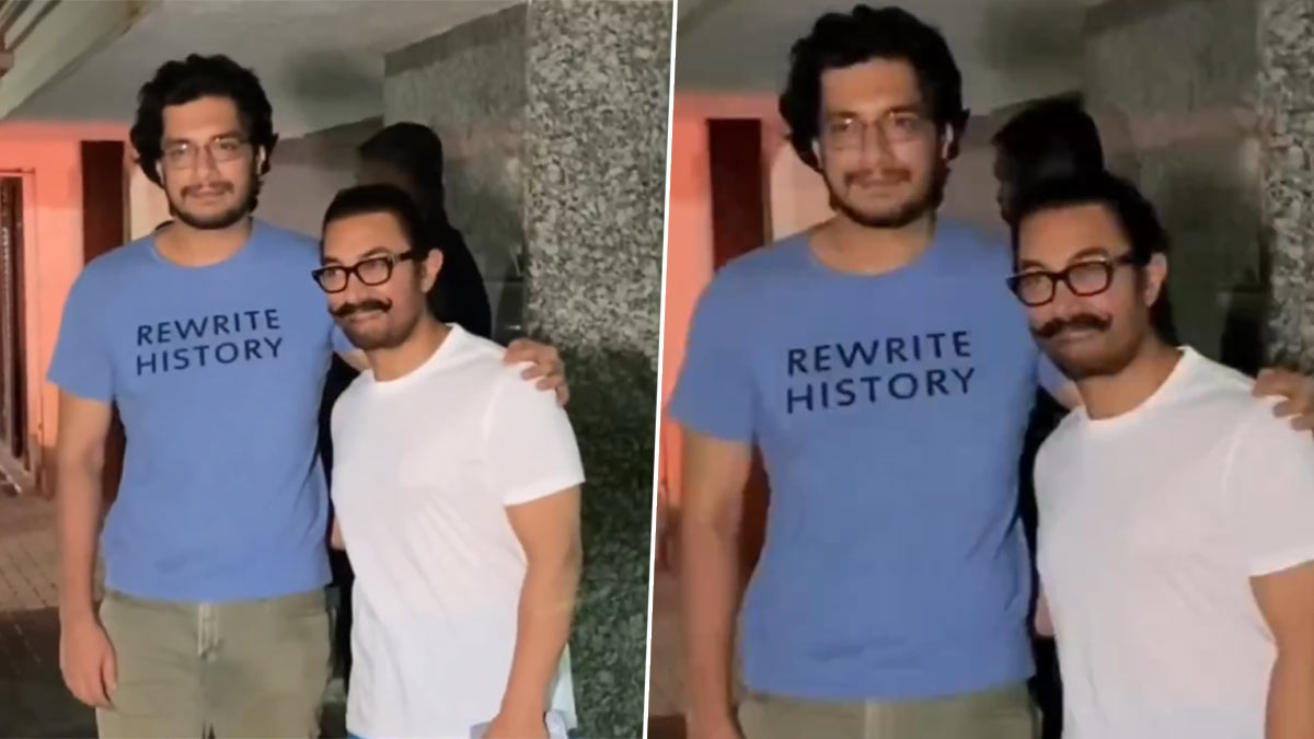 Aamir Khan and Junaid Khan Look Cool in Casuals As the Father–Son Duo Pose Together for the Paparazzi (Watch Video) 🎥 LatestLY
