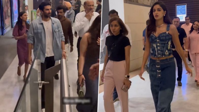 Aditya Roy Kapur Spotted at Screening of Rumoured Girlfriend Ananya Panday Starrer Dream Girl 2 (Watch Video)