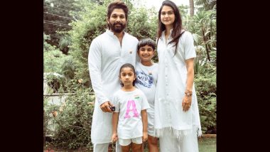 Allu Arjun Twins in White With His Family and Wishes Fans ‘Happy Independence Day’ (View Pic)