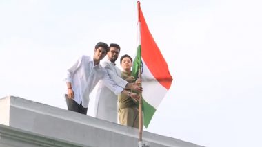 Anurag Thakur Hoists National Flag at His Residence in Delhi to Support 'Har Ghar Tiranga Campaign' Ahead of 77th Independence Day (Watch Video)