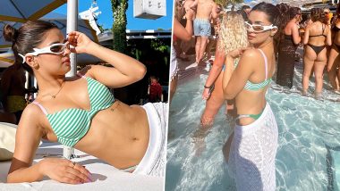 Avneet Kaur Enjoys ‘Pool Day’ in Striped Bikini and White Sheer Skirt With Thigh-High Slit! Actress Sizzles in These Hot New Pics From Ibiza Vacay