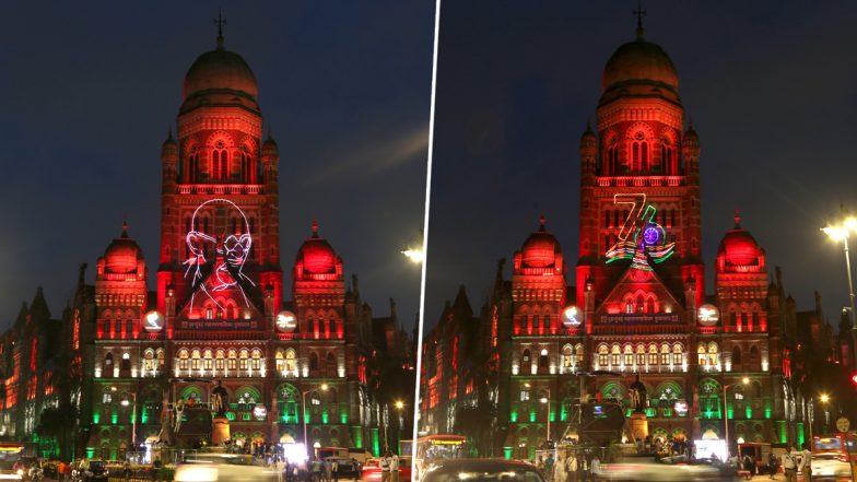 Independence Day 2023: BMC Building in Mumbai Illuminates in Tricolour With Holograms of Freedom Fighters Ahead of 77th I-Day (See Photos and Video)