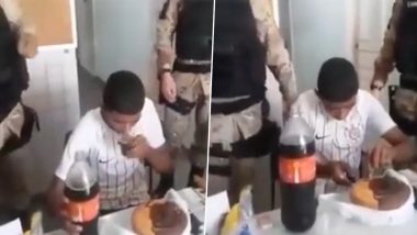Brazil Police Arrest Notorious Thief on His 18th Birthday, Make Him Cut Cake as He Was Evading Arrest for Being Minor (Watch Videos)