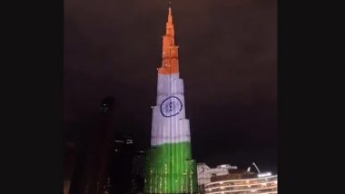Burj Khalifa Tiranga Display on Independence Day 2023 Time: World's Tallest Building To Be Illuminated in Colours of Indian Flag at 7:50 PM and 8:50 PM Today