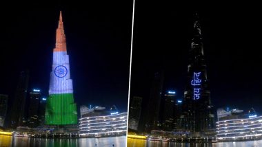 Tiranga on Burj Khalifa Video: World's Tallest Building Illuminates With Colours of Indian National Flag on 77th Independence Day