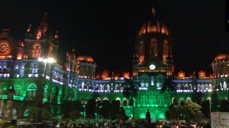 Independence Day 2023: Chhatrapati Shivaji Maharaj Terminus in Mumbai Illuminates in Tricolour Ahead of 77th I-Day (Watch Video)