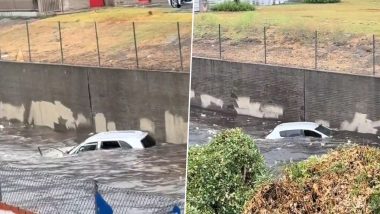 Cars Washed Away in US Video: Several Vehicles Swept Away in Flash Floods As Hurricane Hilary Brings Record Rain to California, Terrifying Footage Surfaces