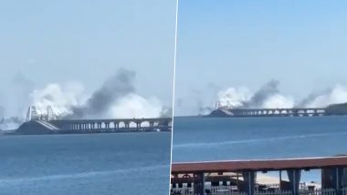 Crimean Bridge Explosion Photos and Videos: Russia Shoots Down Two Ukrainian Missiles Over Crimea Bridge