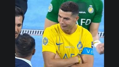 Cristiano Ronaldo’s Reaction on Not Winning the Player of the Tournament in Arab Club Champions Cup 2023 Following Al-Nassr's Title Win Goes Viral (Watch Video)