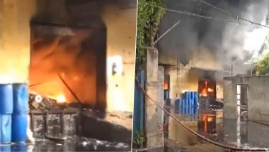 Delhi Fire: Massive Blaze Erupts at Chemical Factory in Alipur Area, Fire Tenders Present at Spot (Watch Video)