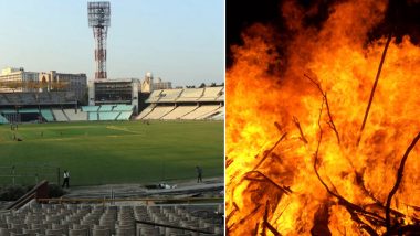 Fire Breaks Out at Eden Gardens During Renovation Work Ahead of ICC Cricket World Cup 2023 (Watch Video)