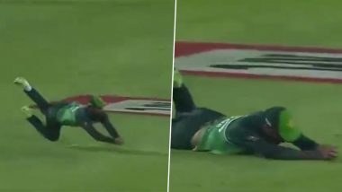 What A Catch! Fakhar Zaman Takes Diving Stunner to Dismiss Gulsan Jha During PAK vs NEP Asia Cup 2023 Match (Watch Video)