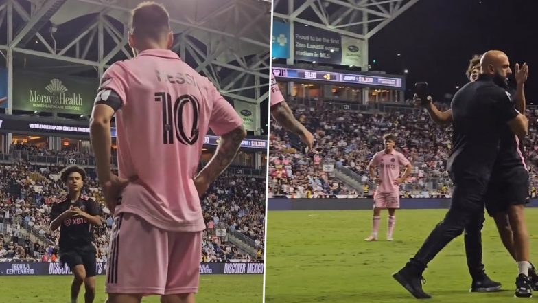 Lionel Messi’s Fan Invades Pitch To Click Picture With Argentina Star During Inter Miami vs Philadelphia Union Leagues Cup 2023 Semifinal, Video Goes Viral