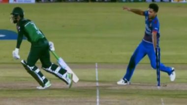 Fazalhaq Farooqi Pulls Off ‘Mankad’ Run Out to Dismiss Shadab Khan During PAK vs AFG 2nd ODI 2023 (Watch Video)