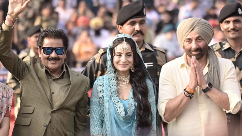 Gadar 2: Sunny Deol and Ameesha Patel Visit Attari-Wagah Border Ahead of Their Film's Release (View Pics)